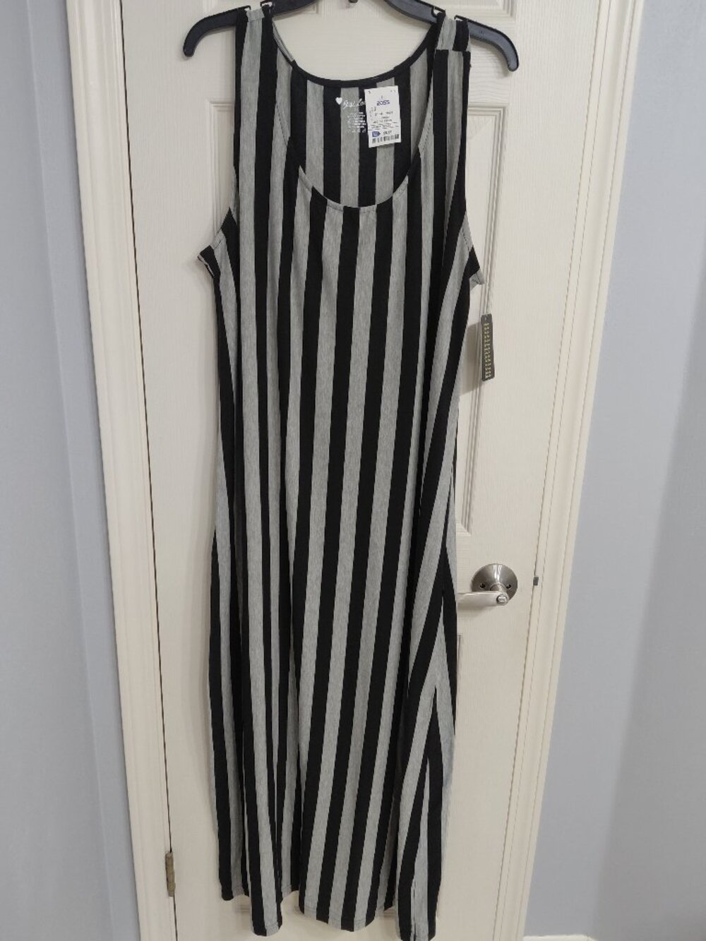 Black and Gray Striped Maxi Dress